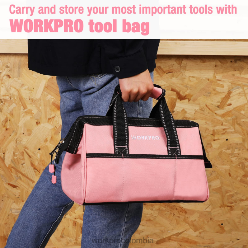 WORKPRO Bolsa de herramientas de 13 pulgadas, bolsas de almacenamiento de herramientas de tela suave JP02P29 almacenamiento rosa