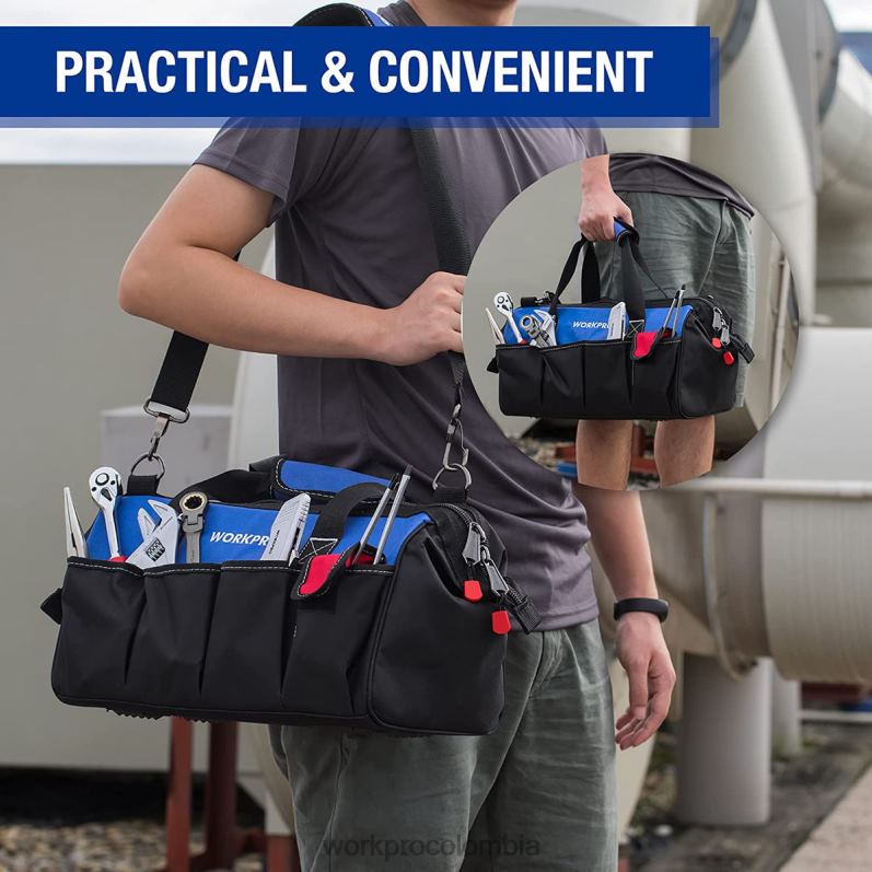 WORKPRO Bolsa de herramientas de almacenamiento con boca ancha y cierre superior de 18 pulgadas con correa para el hombro ajustable JP02P27 almacenamiento útil
