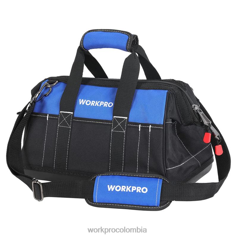 WORKPRO Bolsa de herramientas de boca ancha de 16 pulgadas con base moldeada a prueba de agua JP02P34 almacenamiento útil