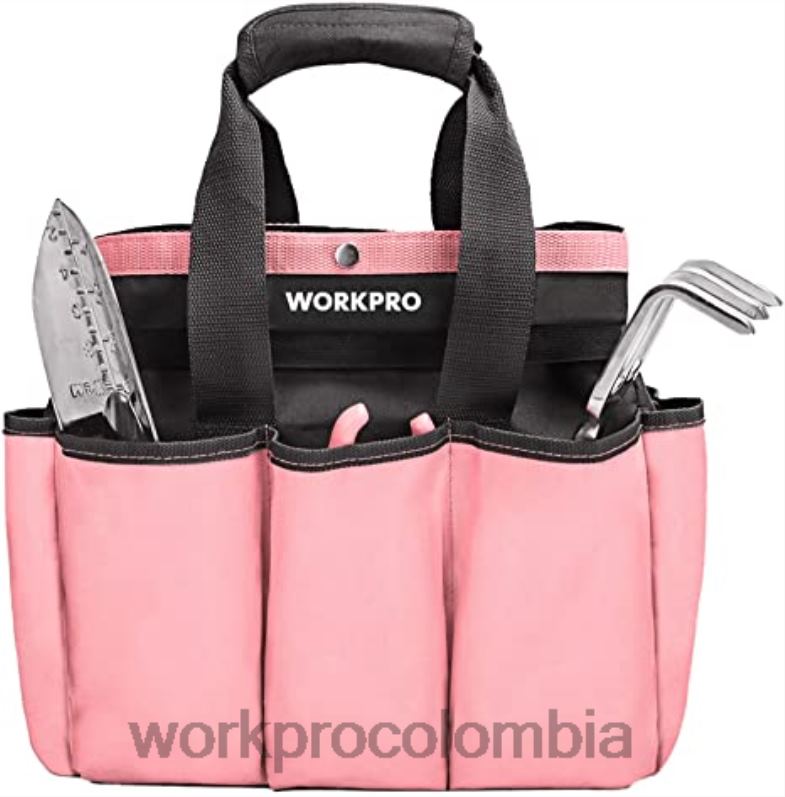 WORKPRO Bolsa de herramientas de jardín, bolsa de almacenamiento de jardín con 8 bolsillos, organizador del hogar para jardinería interior y exterior JP02P256 almacenamiento rosa/verde