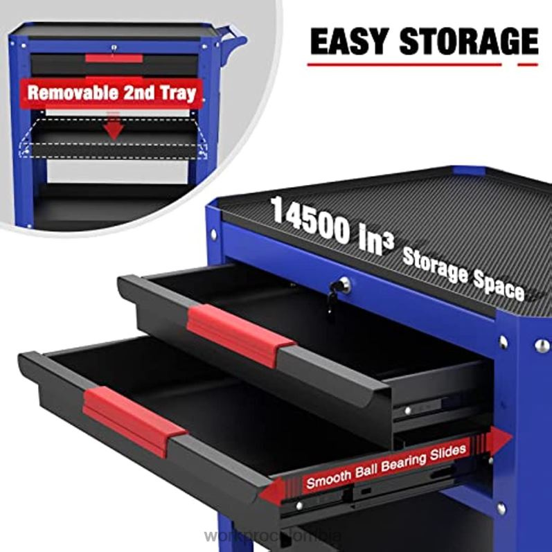 WORKPRO Carro de herramientas rodante de 2 cajones premium, organizador de almacenamiento de carro de servicio industrial de servicio pesado con ruedas y sistema de bloqueo JP02P16 almacenamiento útil