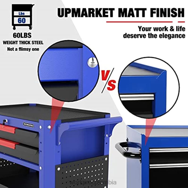 WORKPRO Carro de herramientas rodante de 2 cajones premium, organizador de almacenamiento de carro de servicio industrial de servicio pesado con ruedas y sistema de bloqueo JP02P16 almacenamiento útil