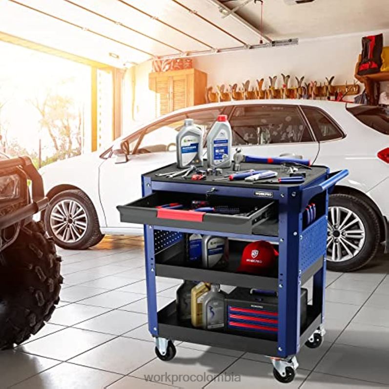 WORKPRO Carro de herramientas rodante de 2 cajones premium, organizador de almacenamiento de carro de servicio industrial de servicio pesado con ruedas y sistema de bloqueo JP02P16 almacenamiento útil