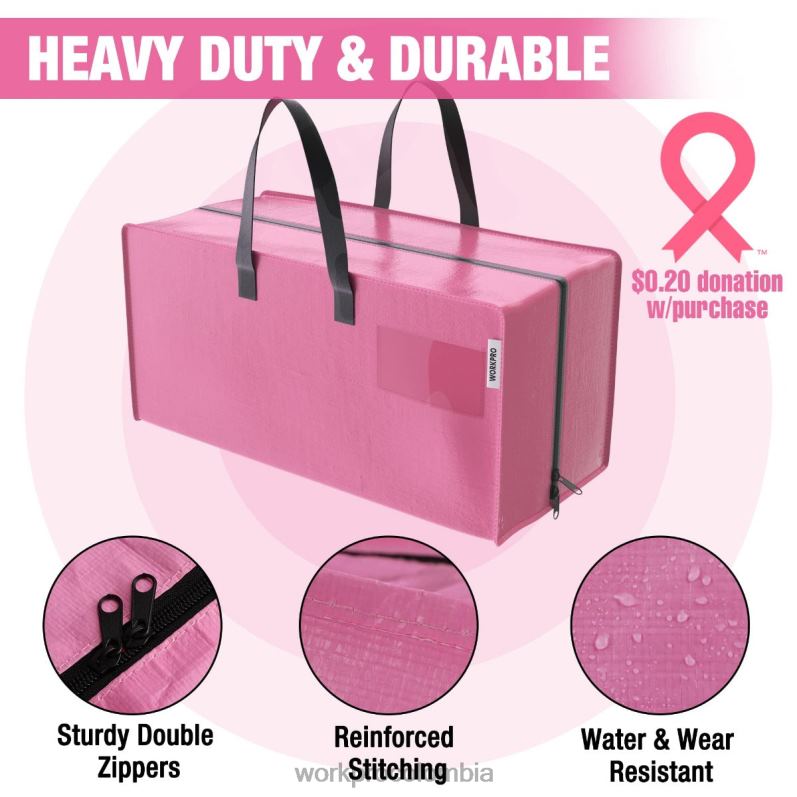 WORKPRO Paquete de 6 bolsas de mano extragrandes y resistentes para almacenamiento con cremalleras y asas de transporte, correas para mochila JP02P142 almacenamiento rosado azul