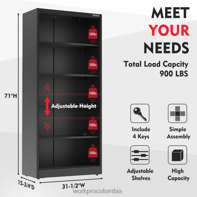 WORKPRO armario de almacenamiento, armarios metálicos de garaje con puertas y estantes JP02P22 almacenamiento moderno
