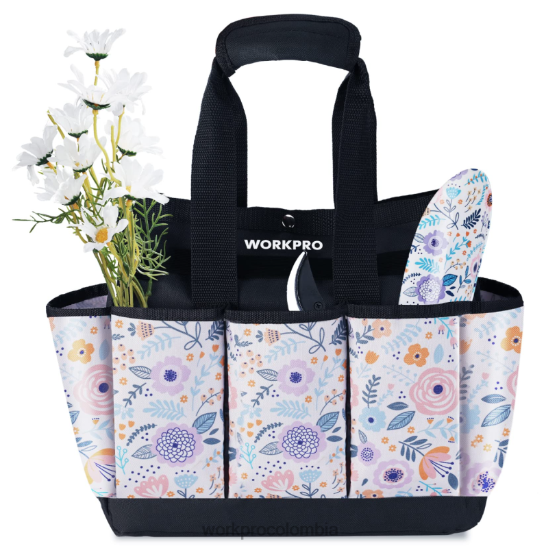 WORKPRO bolsa de herramientas de jardín con 9 bolsillos JP02P286 almacenamiento blanco floral/rosa floral