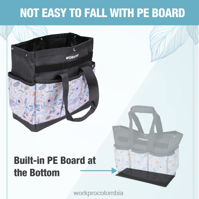 WORKPRO bolsa de herramientas de jardín con 9 bolsillos JP02P286 almacenamiento blanco floral/rosa floral