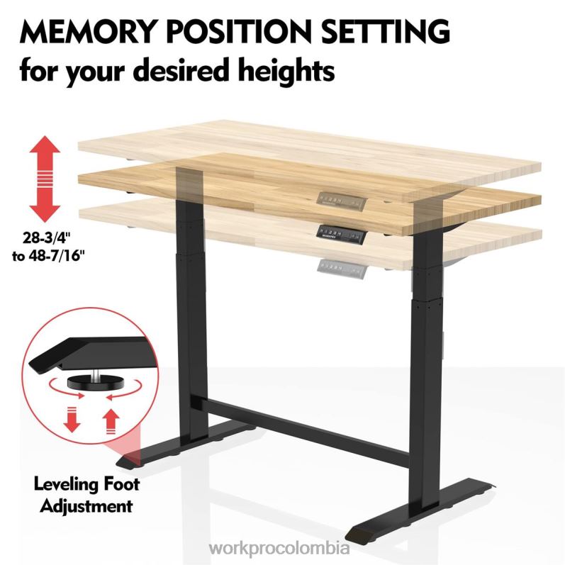 WORKPRO Banco de trabajo eléctrico de altura ajustable con tapa de madera y motor dual JP02P5 almacenamiento moderno