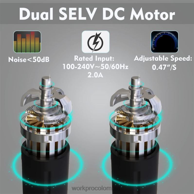 WORKPRO Banco de trabajo eléctrico de altura ajustable con tapa de madera y motor dual JP02P5 almacenamiento moderno