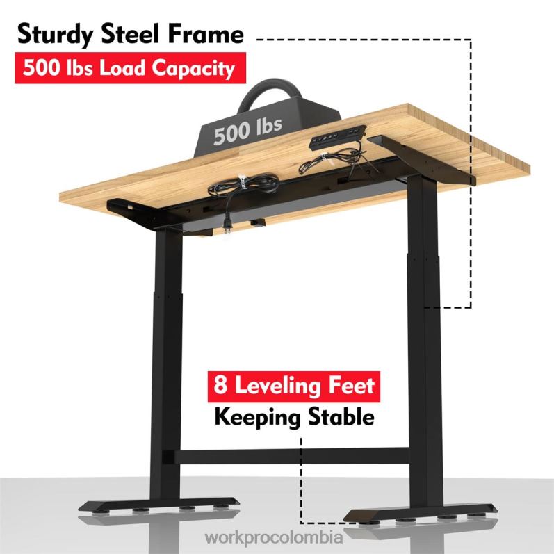WORKPRO Banco de trabajo eléctrico de altura ajustable con tapa de madera y motor dual JP02P5 almacenamiento moderno