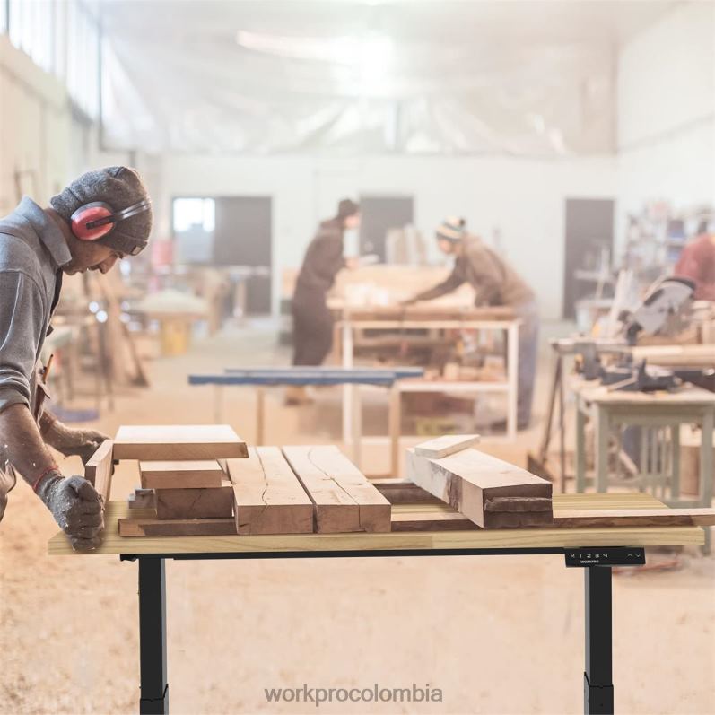 WORKPRO Banco de trabajo eléctrico de altura ajustable con tapa de madera y motor dual JP02P5 almacenamiento moderno