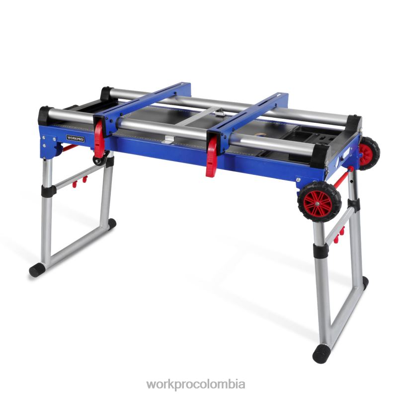 WORKPRO Soporte para sierra ingletadora Banco de trabajo portátil 5 en 1 con soporte para sierra ingletadora desmontable y patas ajustables en altura JP02P2 almacenamiento útil