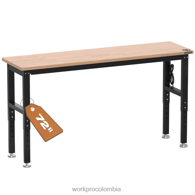 WORKPRO banco de trabajo ajustable mesa de trabajo de madera dura con capacidad de carga de 3000 libras con tomas de corriente JP02P4 almacenamiento útil