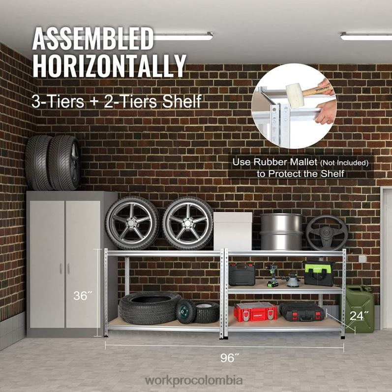 WORKPRO Estantería del almacenamiento de 5 niveles, estante resistente de aleación de aluminio con estante ajustable para almacenamiento JP02P9 almacenamiento útil