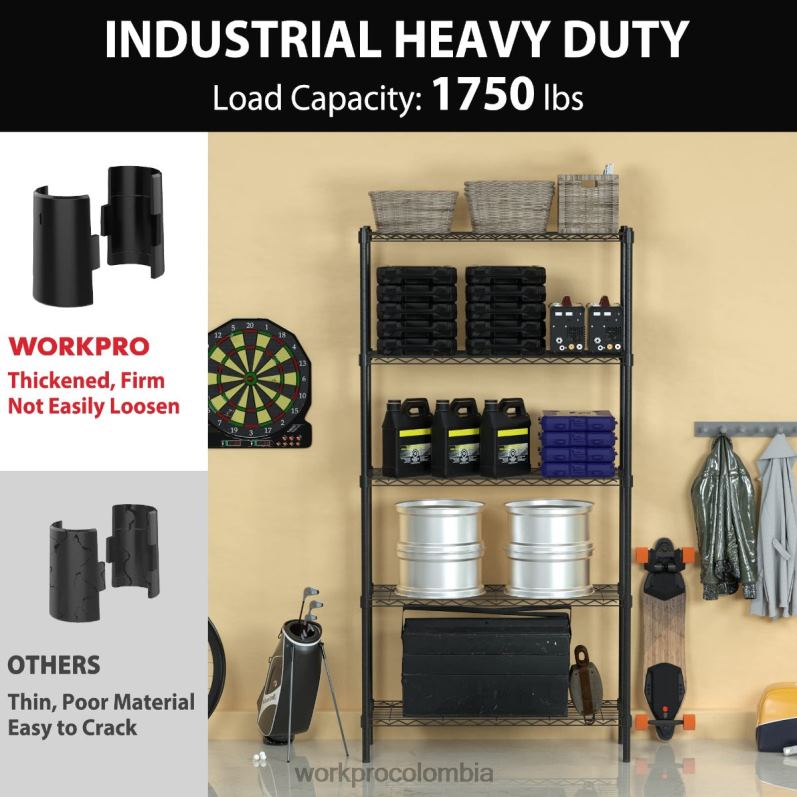 WORKPRO el almacenamiento del metal de la estantería del alambre de 5 niveles deja de lado el estante, estantería para uso general resistente JP02P11 almacenamiento útil