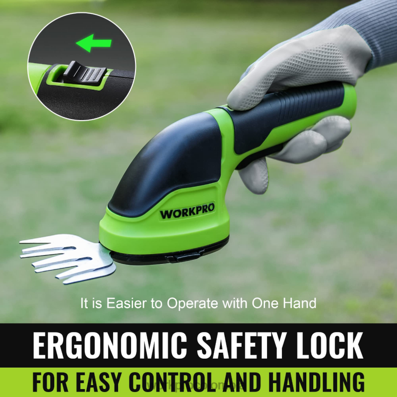 WORKPRO 2 en 1 tijeras de podar de arbustos/cortadoras de césped inalámbricas eléctricas de mano de 3,6 v JP02P268 herramienta rosa/verde/blanco