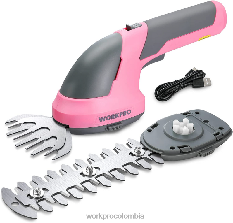 WORKPRO 2 en 1 tijeras de podar de arbustos/cortadoras de césped inalámbricas eléctricas de mano de 7,2 v JP02P269 herramienta rosa/verde/blanco