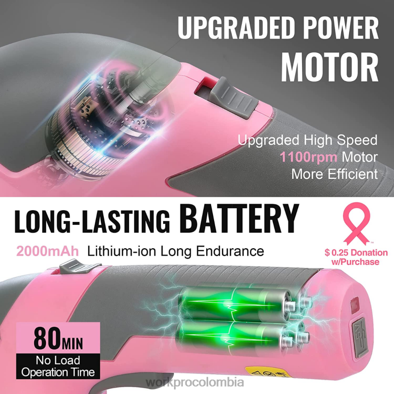 WORKPRO 2 en 1 tijeras de podar de arbustos/cortadoras de césped inalámbricas eléctricas de mano de 7,2 v JP02P269 herramienta rosa/verde/blanco