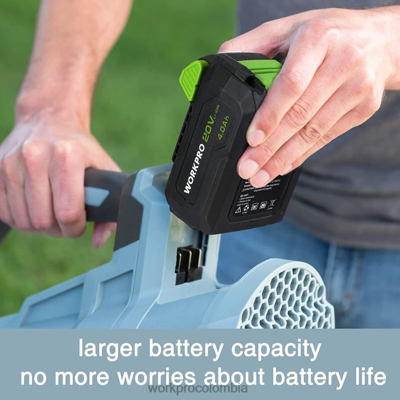 WORKPRO Soplador de hojas inalámbrico de 20v con 5 velocidades ajustables Batería de mayor capacidad 4.0ah y cargador rápido incluido JP02P292 herramienta útil