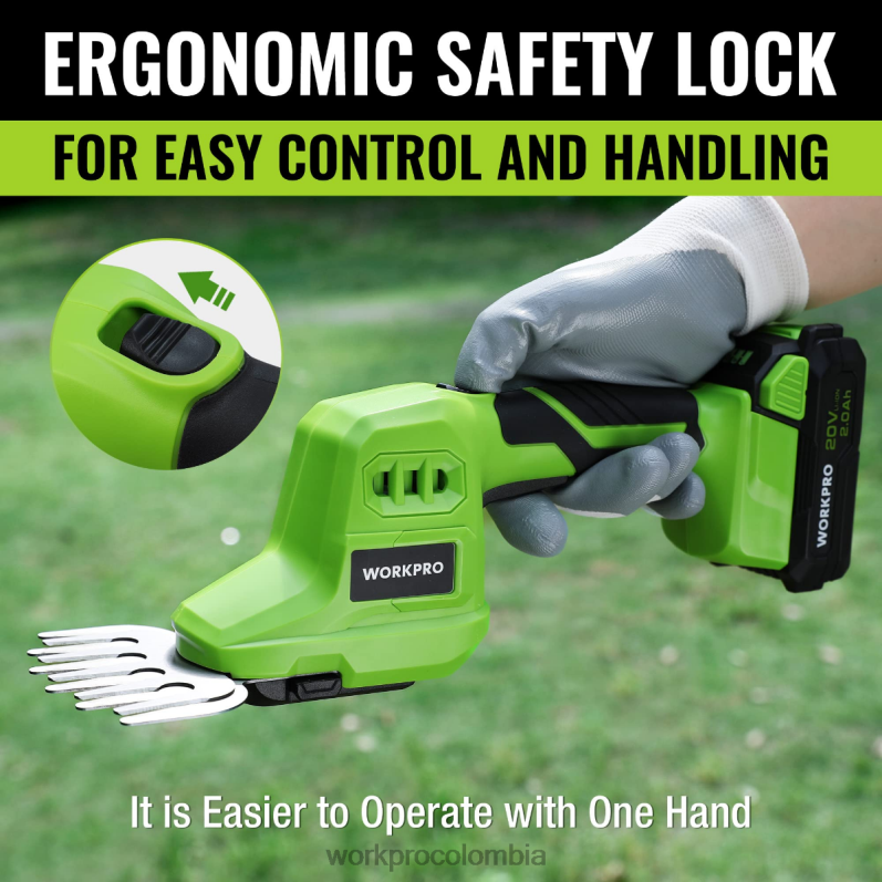 WORKPRO Tijera para setos y cortasetos de mano eléctrica inalámbrica 2 en 1 de 20 V, con batería de iones de litio recargable de 2,0 Ah y cargador rápido de 1 hora JP02P302 herramienta útil