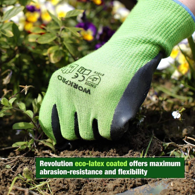WORKPRO 2 pares de guantes de trabajo de jardín con palma recubierta de látex ecológico y pantalla táctil para desherbar, cavar, rastrillar y podar JP02P273 herramienta nuevo