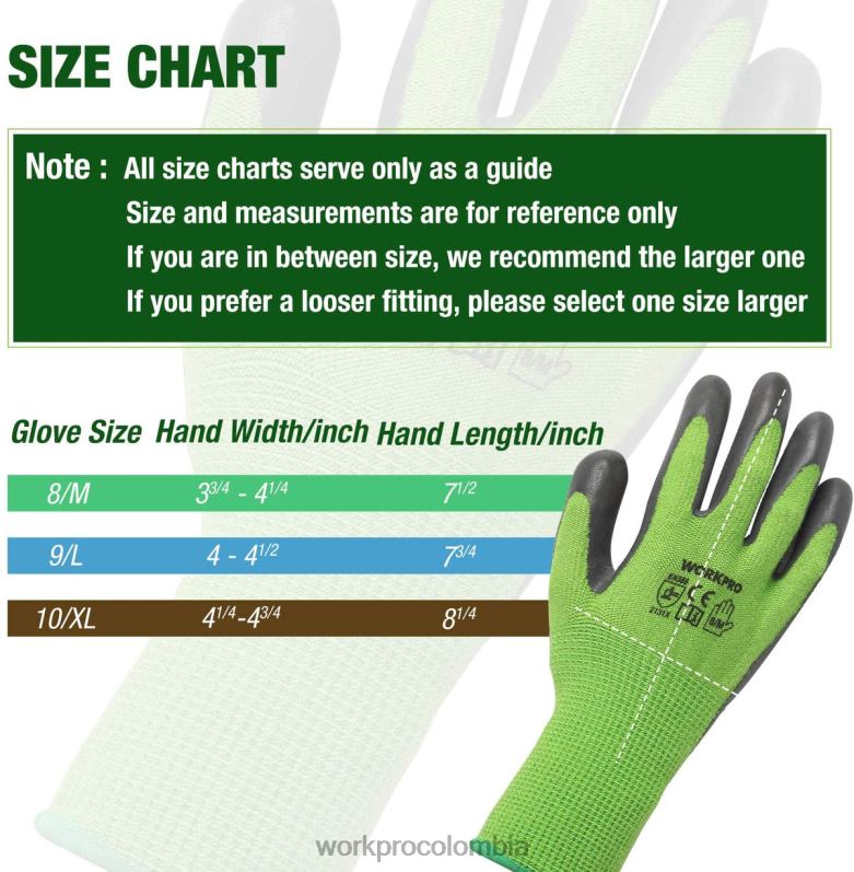 WORKPRO 2 pares de guantes de trabajo de jardín con palma recubierta de látex ecológico y pantalla táctil para desherbar, cavar, rastrillar y podar JP02P273 herramienta nuevo