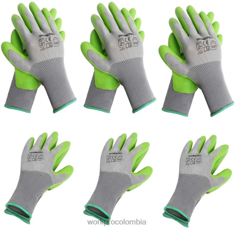 WORKPRO 6 pares de guantes de trabajo de jardín con palma recubierta de látex ecológico. JP02P275 herramienta útil