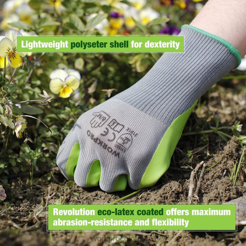 WORKPRO 6 pares de guantes de trabajo de jardín con palma recubierta de látex ecológico. JP02P275 herramienta útil