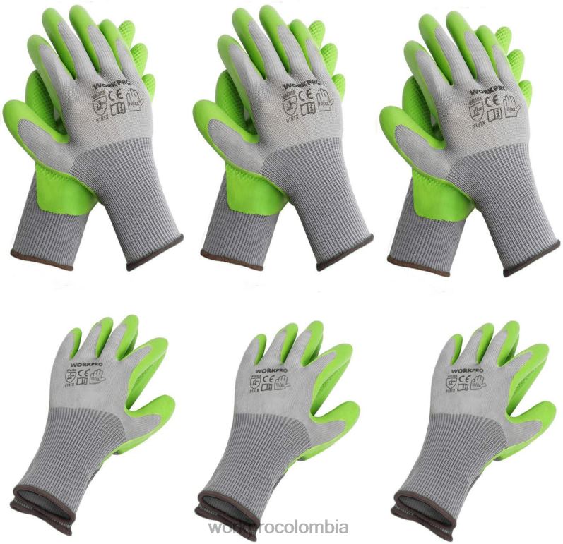 WORKPRO 6 pares de guantes de trabajo de jardín con palma recubierta de látex ecológico. JP02P275 herramienta útil