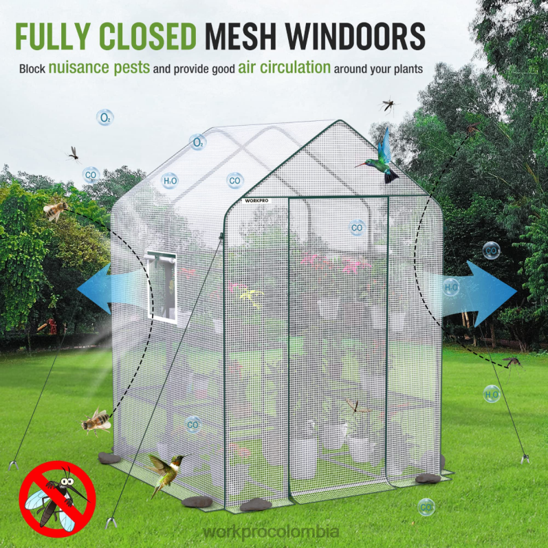 WORKPRO Invernadero de jardinería portátil para exteriores, grande, de 3 niveles y 8 estantes JP02P290 herramienta útil