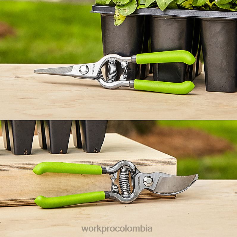 WORKPRO Juego de 2 tijeras de podar con hoja recta de acero. JP02P271 herramienta útil
