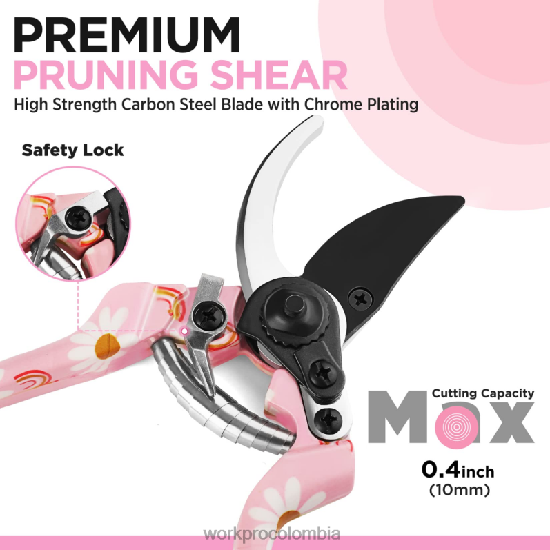 WORKPRO Juego de herramientas de jardinería de alta resistencia de aluminio de 5 piezas JP02P284 herramienta blanco/rosa