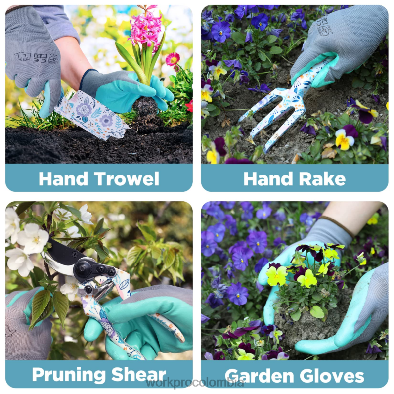 WORKPRO Juego de herramientas de jardinería de alta resistencia de aluminio de 5 piezas JP02P284 herramienta blanco/rosa