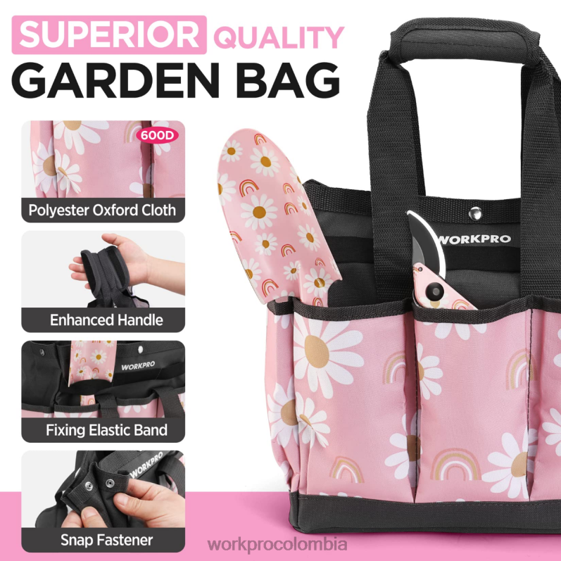 WORKPRO Juego de herramientas de jardinería de alta resistencia de aluminio de 5 piezas JP02P284 herramienta blanco/rosa