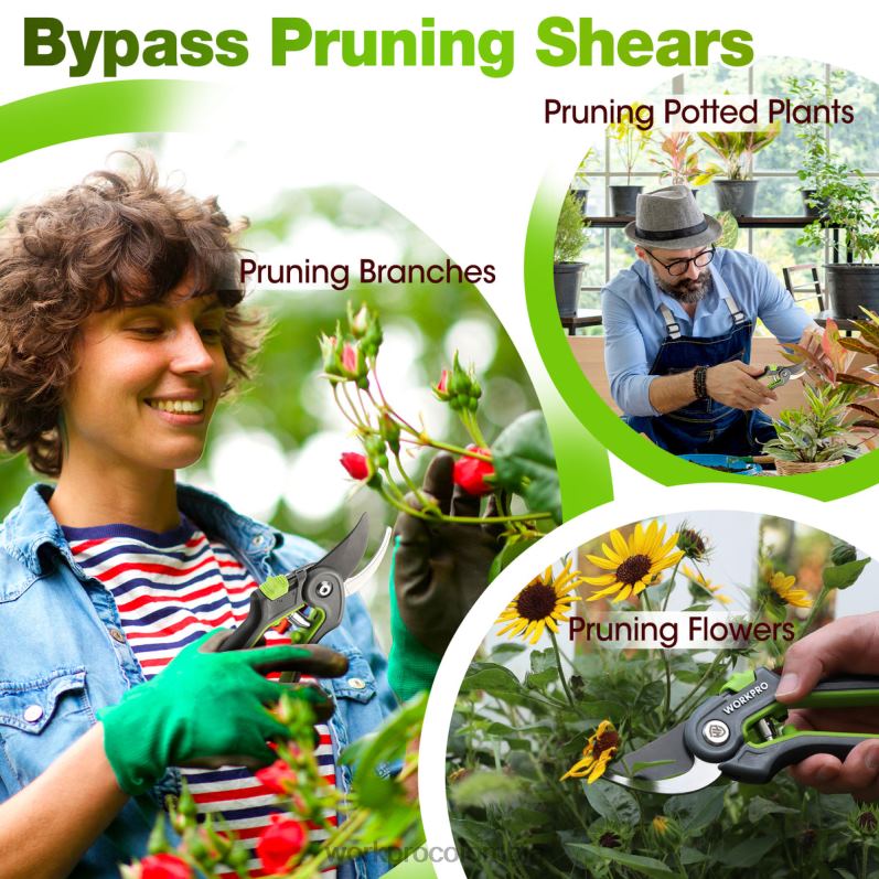 WORKPRO Paquete de 2 tijeras de podar de jardín, tijeras de podar de derivación y tijeras de jardín rectas JP02P280 herramienta moderno