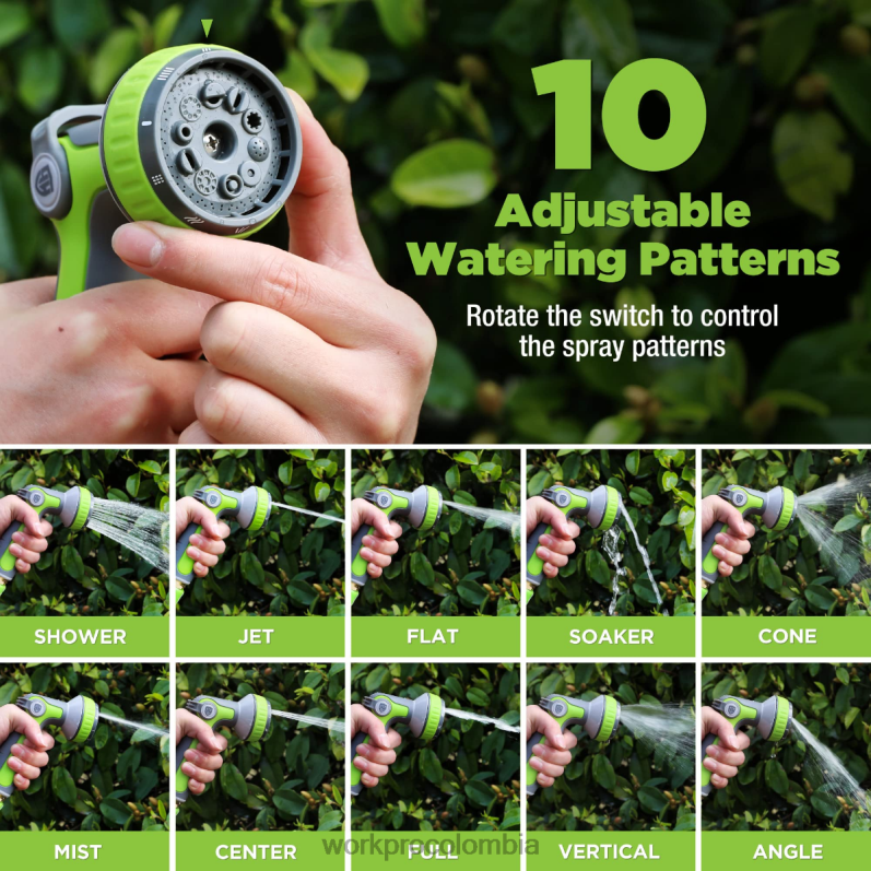 WORKPRO Rociador con boquilla para manguera de jardín con 10 patrones de rociado JP02P278 herramienta útil