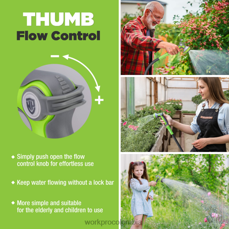 WORKPRO Rociador con boquilla para manguera de jardín con 10 patrones de rociado JP02P278 herramienta útil