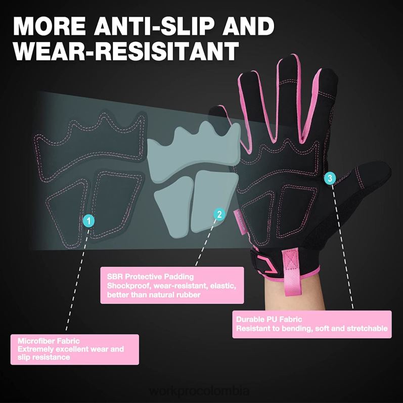 WORKPRO guantes de trabajo de seguridad, pantalla táctil, tejido de rizo, guantes de trabajo antideslizantes- m JP02P250 herramienta rosa