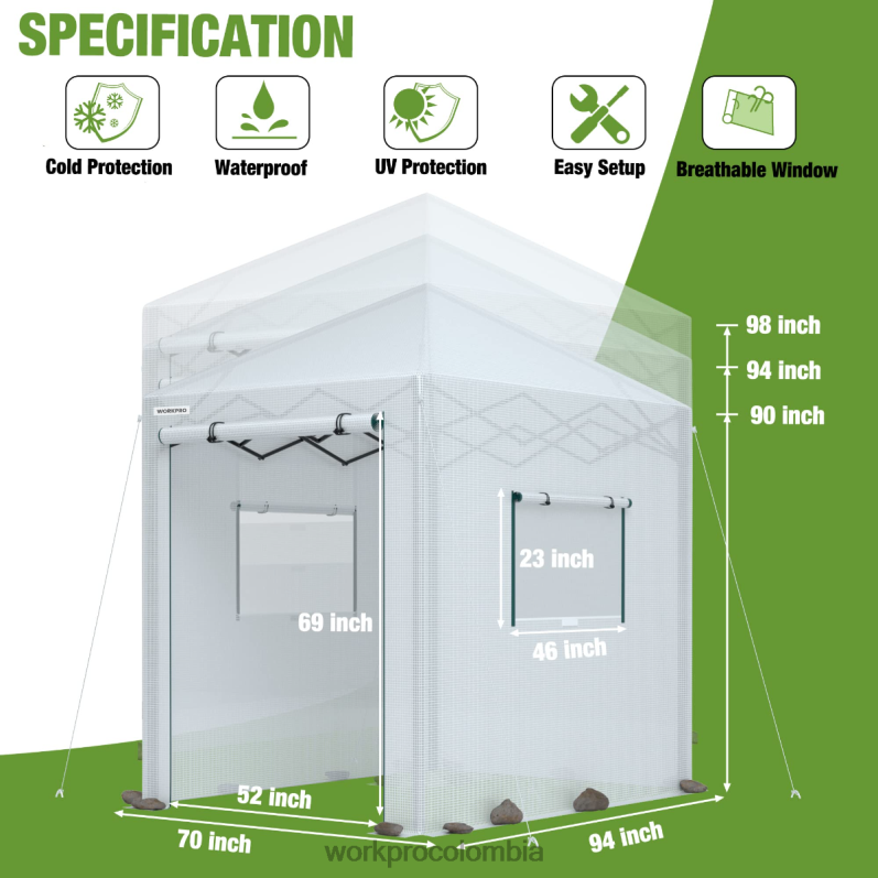 WORKPRO invernadero portátil sin cita previa JP02P289 herramienta útil