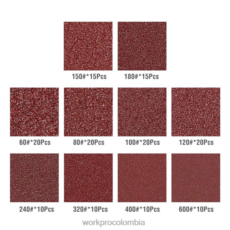 WORKPRO Juego de 150 discos de lijado para lijadora orbital aleatoria. JP02P197 herramienta útil