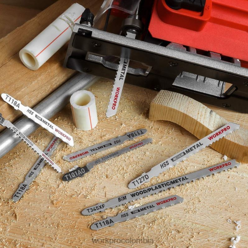 WORKPRO Juego de 25 hojas de sierra de calar con vástago en T y estuche de almacenamiento JP02P210 herramienta útil