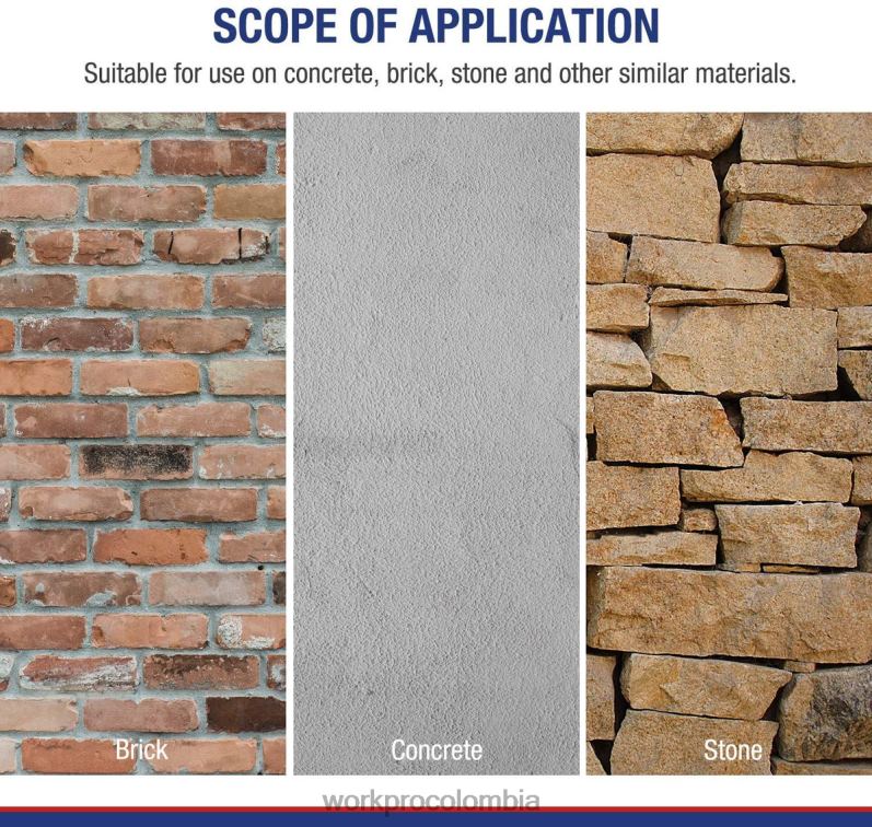 WORKPRO Juego de brocas sds-plus de 8 piezas, punta de carburo, juego de brocas de martillo perforador sds+ con estuche de almacenamiento para ladrillo, cemento, piedra y hormigón JP02P205 herramienta