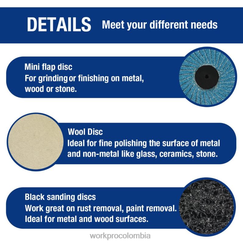 WORKPRO Juego de discos de lijado de 101 piezas, discos de 2 pulgadas con soporte de 1/4 de pulgada JP02P193 herramienta útil