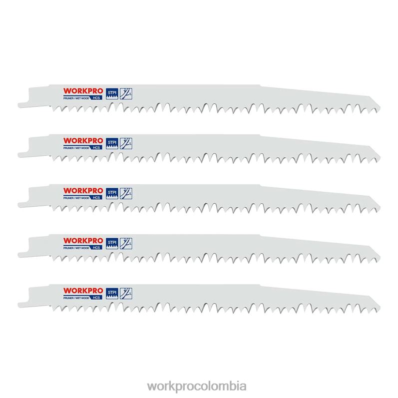WORKPRO Juego de hojas de sierra recíproca para podar madera de 5 piezas de 9 pulgadas JP02P208 herramienta útil
