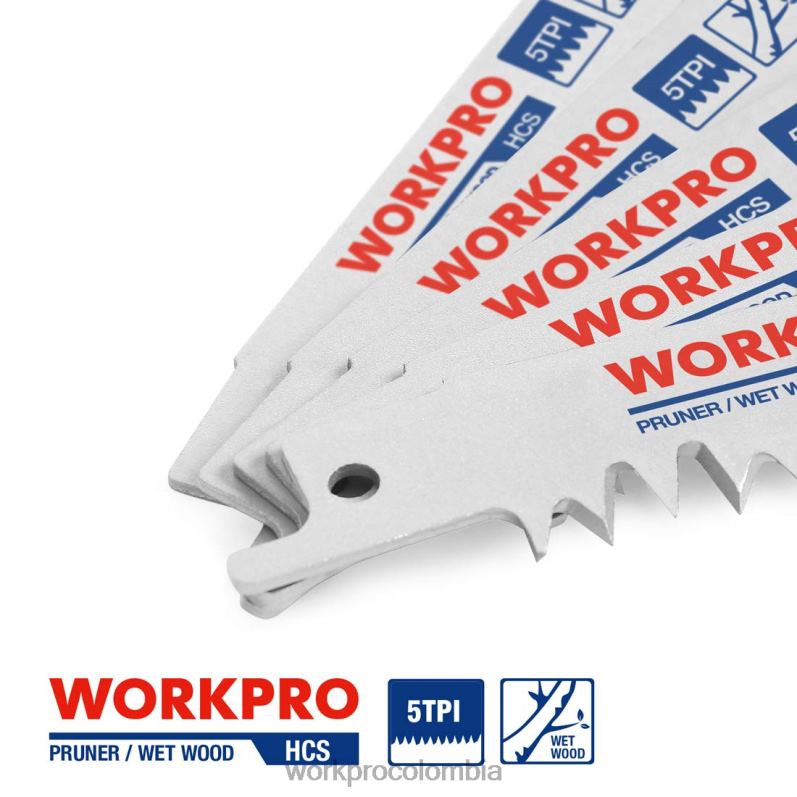 WORKPRO Juego de hojas de sierra recíproca para podar madera de 5 piezas de 9 pulgadas JP02P208 herramienta útil