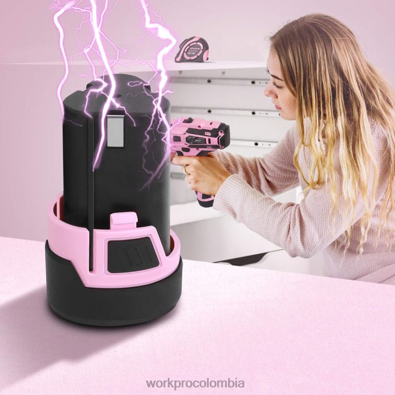 WORKPRO Batería de repuesto de iones de litio de 12 V para taladro atornillador inalámbrico de 12 V JP02P223 herramienta rosa