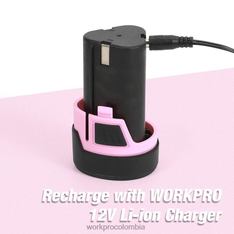 WORKPRO Batería de repuesto de iones de litio de 12 V para taladro atornillador inalámbrico de 12 V JP02P223 herramienta rosa