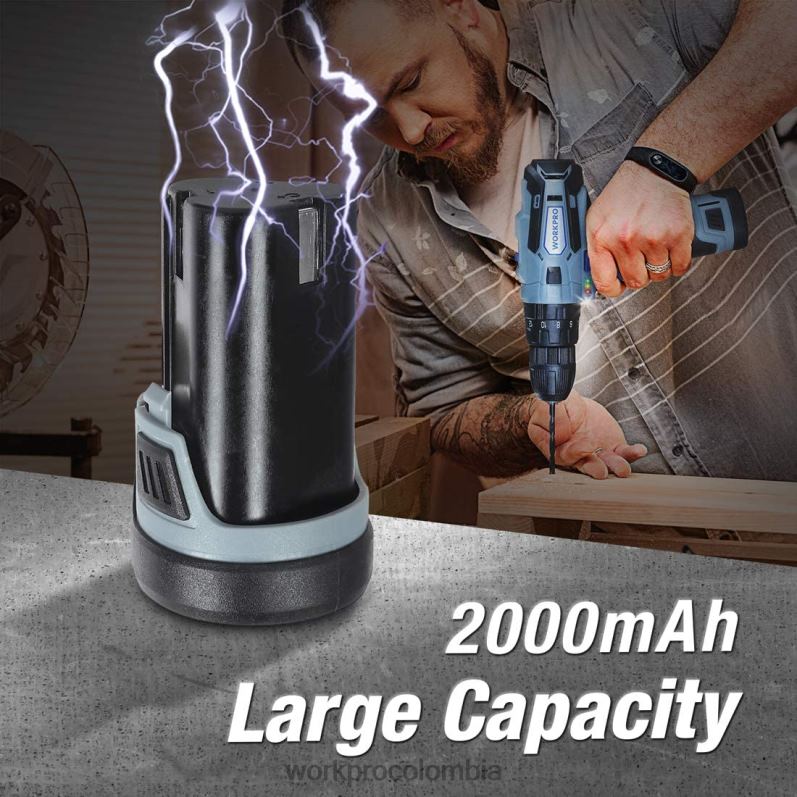 WORKPRO Paquete de baterías de iones de litio de 12v 2.0ah JP02P224 herramienta útil