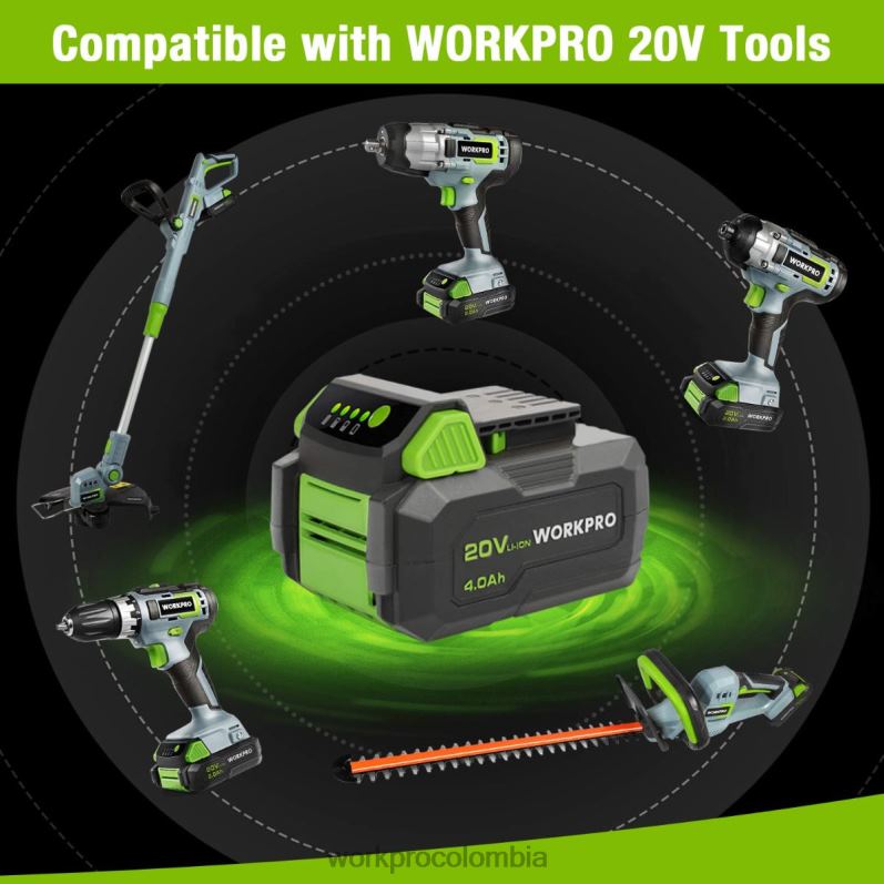 WORKPRO Paquete de baterías de iones de litio de 20v 4.0ah JP02P217 herramienta moderno