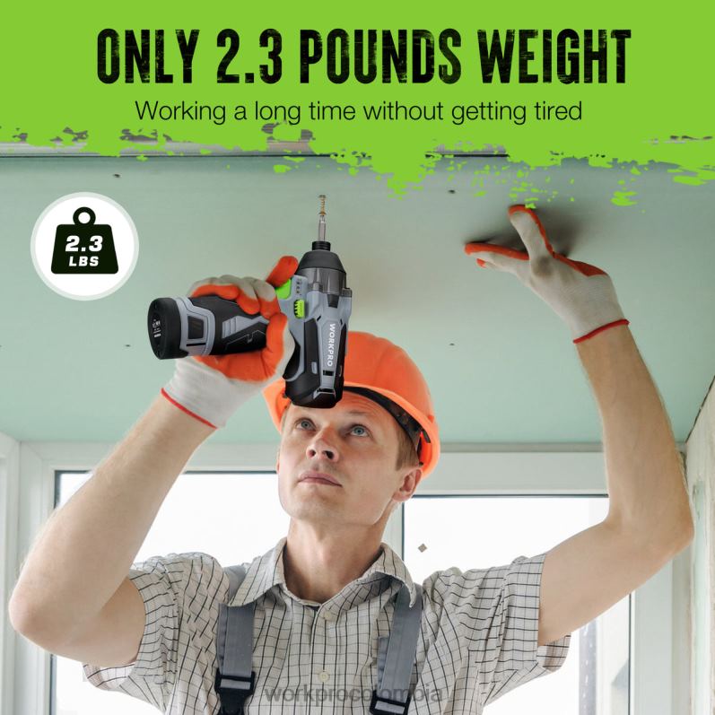 WORKPRO Kit de destornillador de impacto inalámbrico de 12 V, juego de taladro/destornillador de impacto eléctrico hexagonal con batería de iones de litio de 2,0 Ah JP02P190 herramienta nuevo